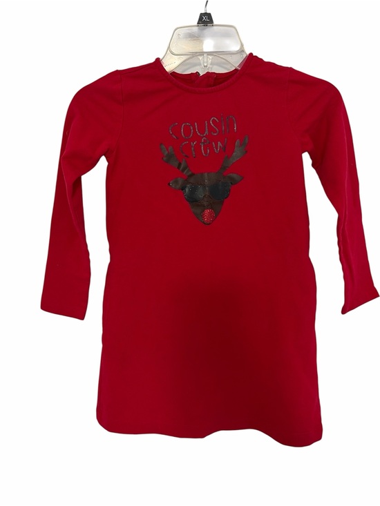 Primary Other - Long-Sleeve Holiday Dress with Reindeer Graphic